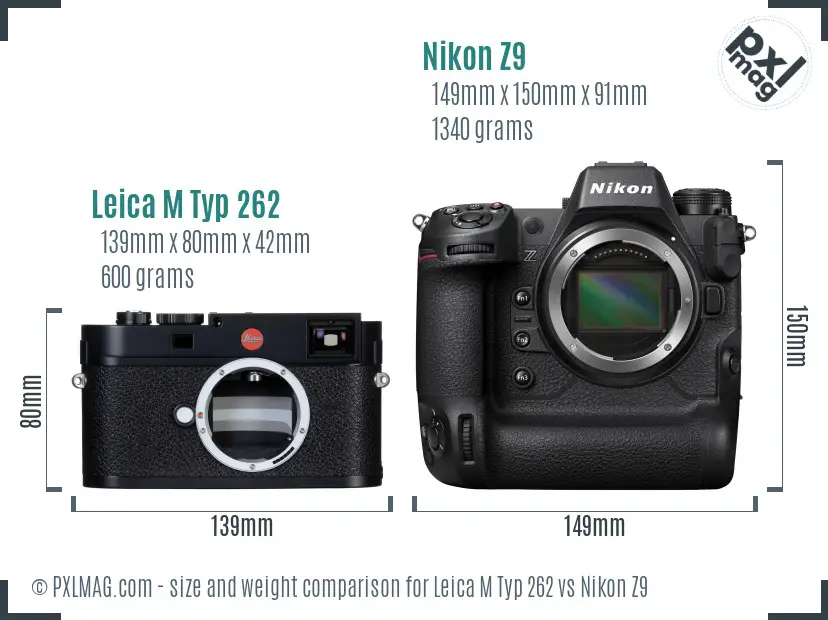 Leica M Typ 262 vs Nikon Z9 size comparison