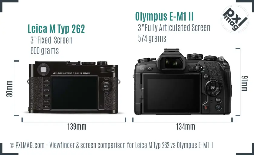 Leica M Typ 262 vs Olympus E-M1 II Screen and Viewfinder comparison