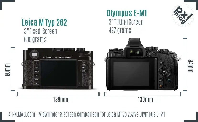 Leica M Typ 262 vs Olympus E-M1 Screen and Viewfinder comparison