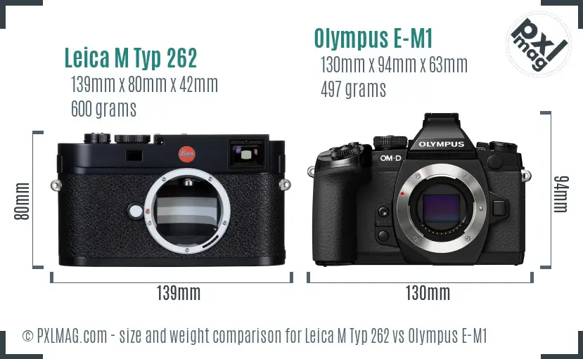 Leica M Typ 262 vs Olympus E-M1 size comparison