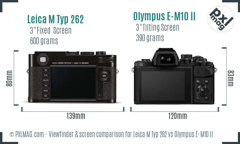 Leica M Typ 262 vs Olympus E-M10 II Screen and Viewfinder comparison
