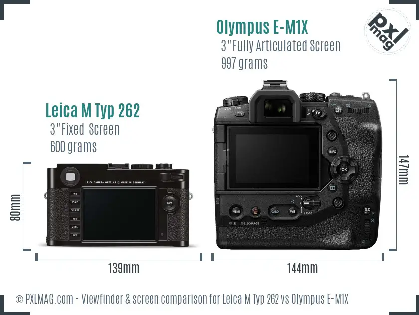 Leica M Typ 262 vs Olympus E-M1X Screen and Viewfinder comparison