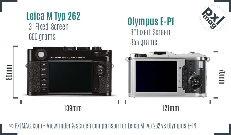 Leica M Typ 262 vs Olympus E-P1 Screen and Viewfinder comparison Leica M Typ 262 vs Olympus E-P1 Screen and Viewfinder comparison