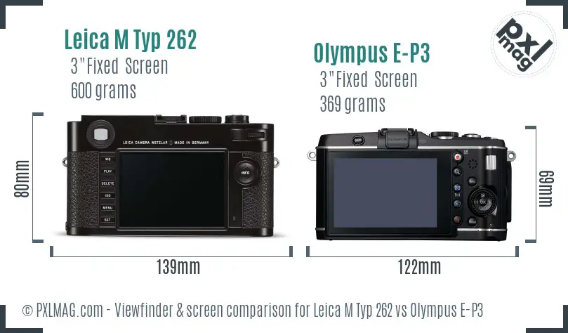 Leica M Typ 262 vs Olympus E-P3 Screen and Viewfinder comparison