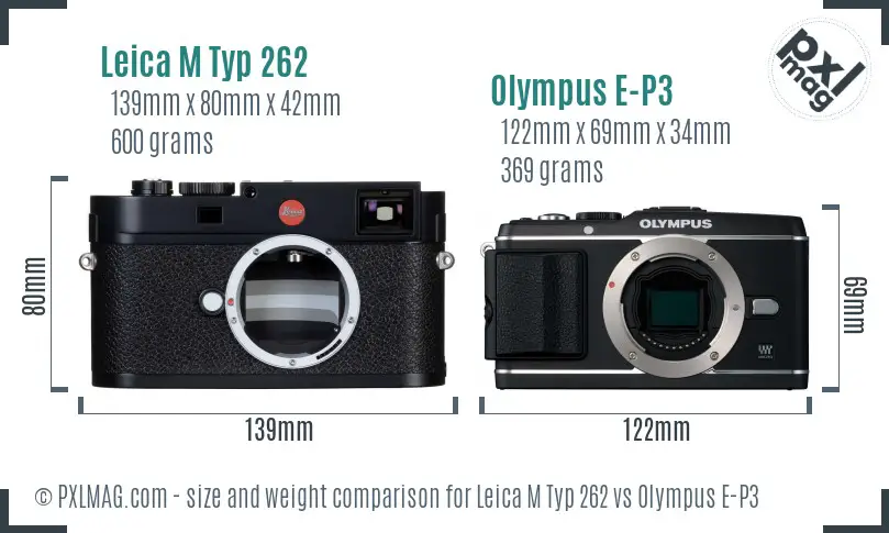 Leica M Typ 262 vs Olympus E-P3 size comparison