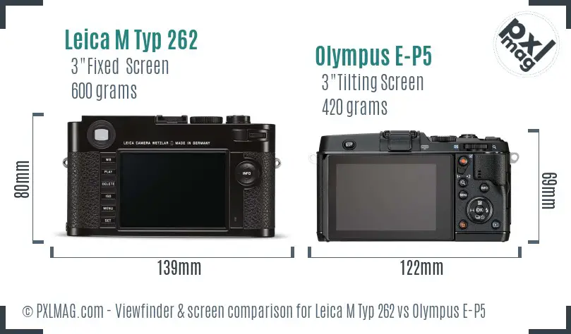 Leica M Typ 262 vs Olympus E-P5 Screen and Viewfinder comparison Leica M Typ 262 vs Olympus E-P5 Screen and Viewfinder comparison