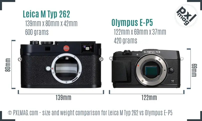 Leica M Typ 262 vs Olympus E-P5 size comparison Leica M Typ 262 vs Olympus E-P5 size comparison