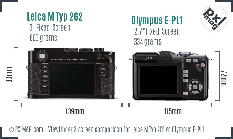 Leica M Typ 262 vs Olympus E-PL1 Screen and Viewfinder comparison