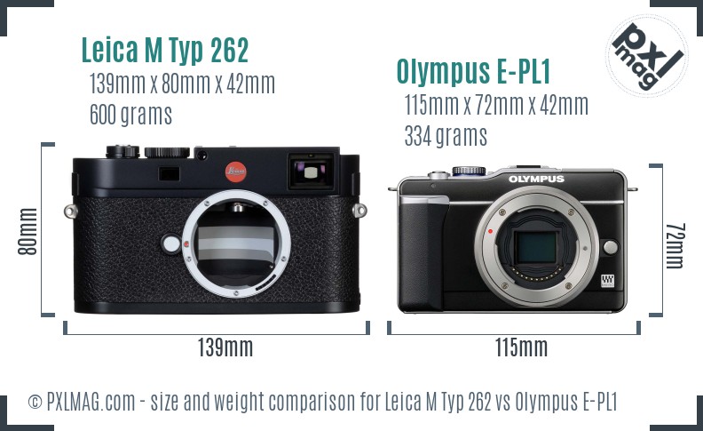 Leica M Typ 262 vs Olympus E-PL1 size comparison