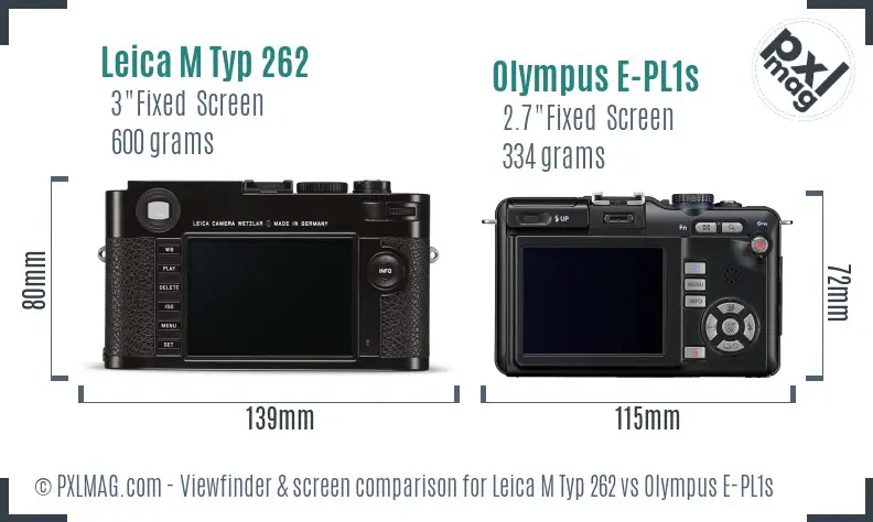 Leica M Typ 262 vs Olympus E-PL1s Screen and Viewfinder comparison