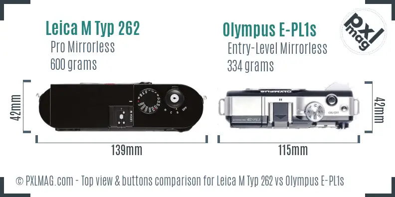 Leica M Typ 262 vs Olympus E-PL1s top view buttons comparison