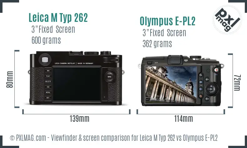 Leica M Typ 262 vs Olympus E-PL2 Screen and Viewfinder comparison