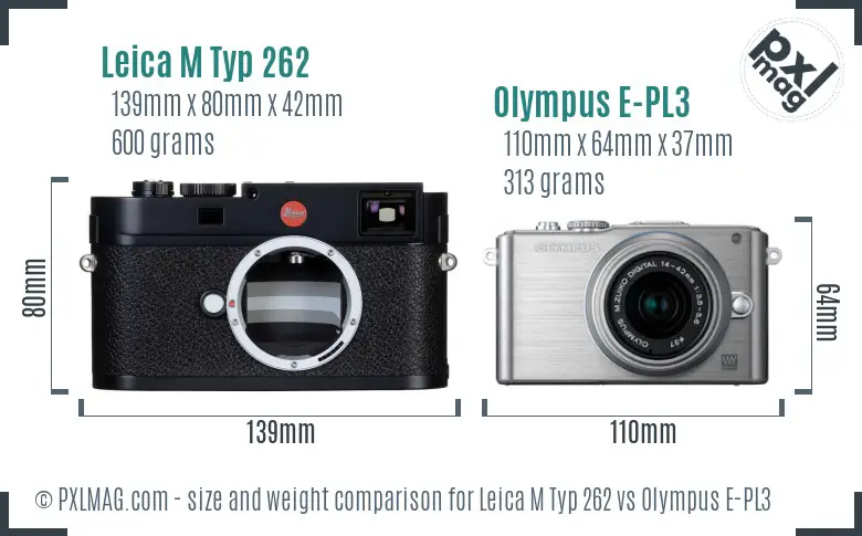 Leica M Typ 262 vs Olympus E-PL3 size comparison