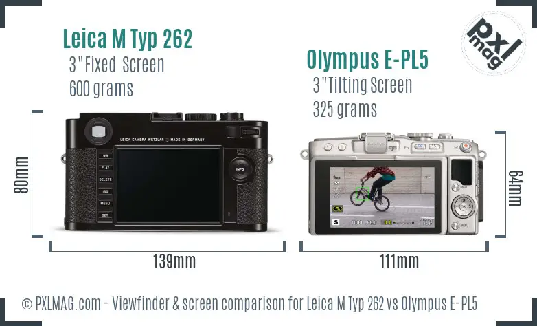 Leica M Typ 262 vs Olympus E-PL5 Screen and Viewfinder comparison