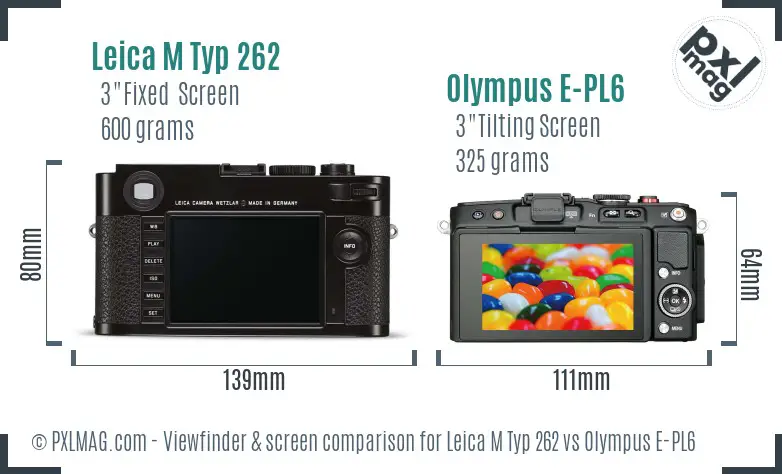 Leica M Typ 262 vs Olympus E-PL6 Screen and Viewfinder comparison