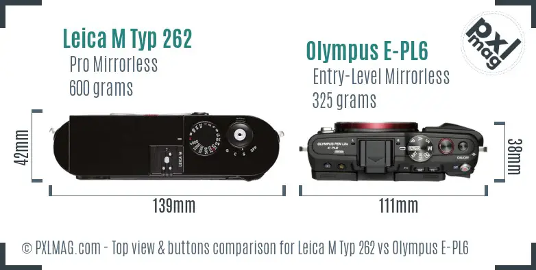 Leica M Typ 262 vs Olympus E-PL6 top view buttons comparison