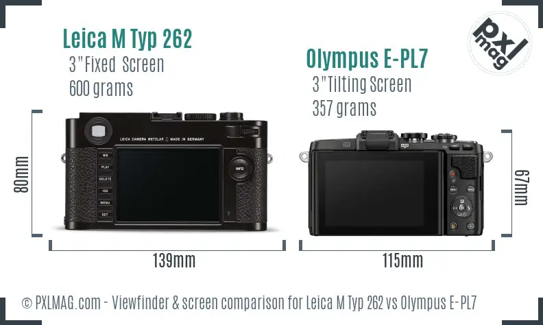 Leica M Typ 262 vs Olympus E-PL7 Screen and Viewfinder comparison