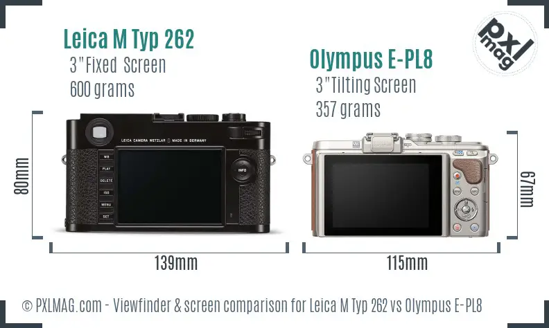 Leica M Typ 262 vs Olympus E-PL8 Screen and Viewfinder comparison