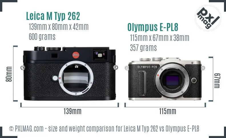 Leica M Typ 262 vs Olympus E-PL8 size comparison