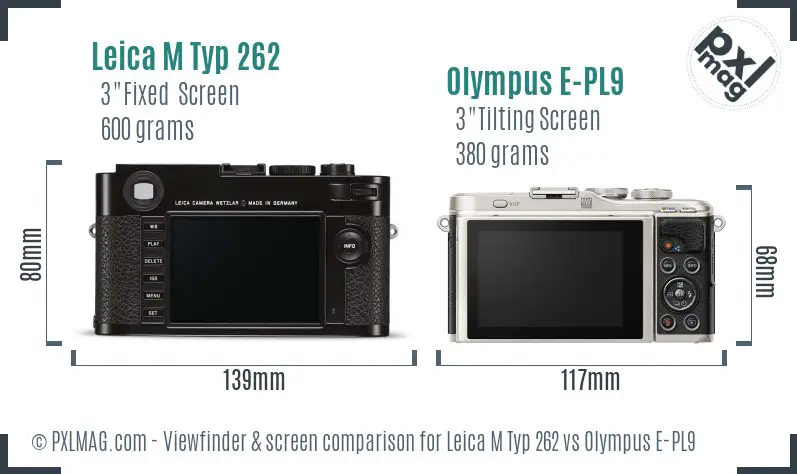 Leica M Typ 262 vs Olympus E-PL9 Screen and Viewfinder comparison
