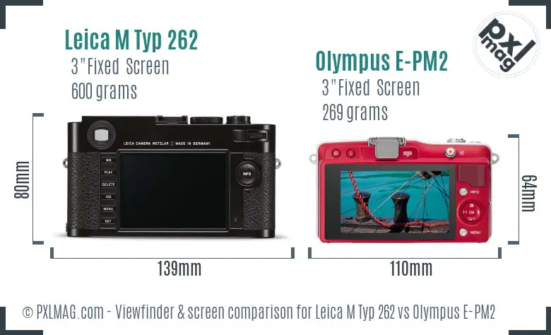 Leica M Typ 262 vs Olympus E-PM2 Screen and Viewfinder comparison