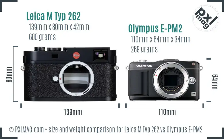 Leica M Typ 262 vs Olympus E-PM2 size comparison