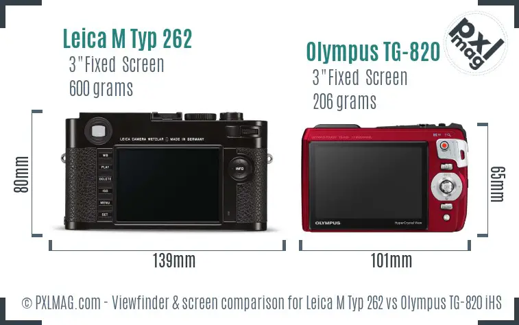 Leica M Typ 262 vs Olympus TG-820 iHS Screen and Viewfinder comparison
