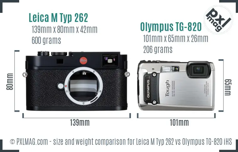 Leica M Typ 262 vs Olympus TG-820 iHS size comparison