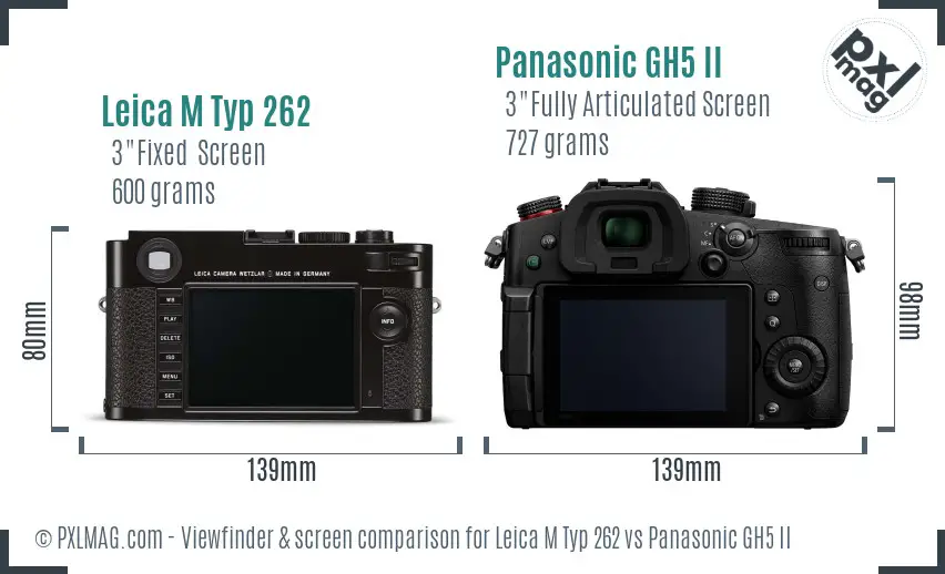 Leica M Typ 262 vs Panasonic GH5 II Screen and Viewfinder comparison