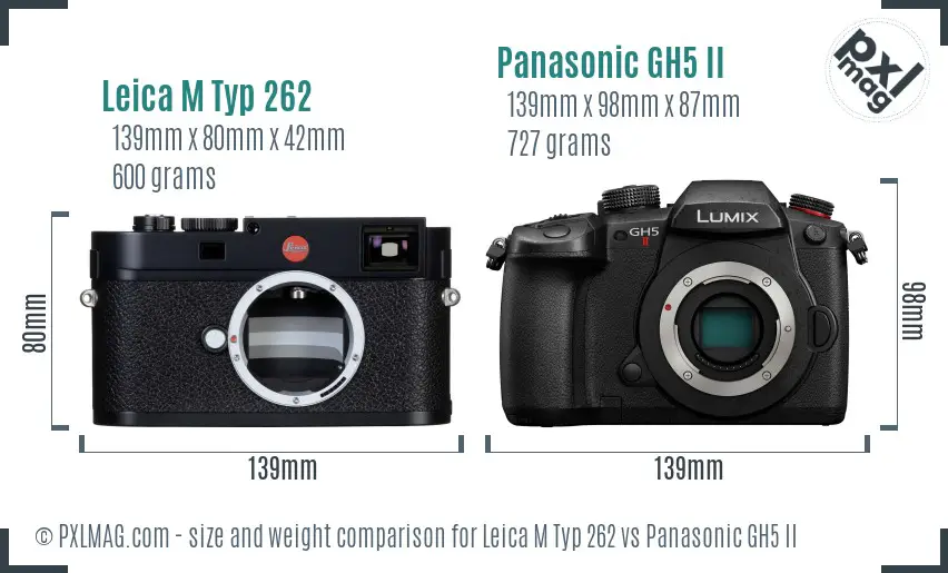 Leica M Typ 262 vs Panasonic GH5 II size comparison