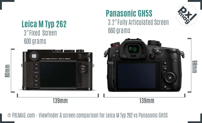 Leica M Typ 262 vs Panasonic GH5S Screen and Viewfinder comparison
