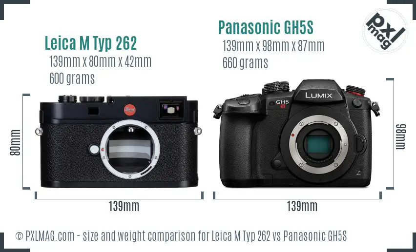 Leica M Typ 262 vs Panasonic GH5S size comparison