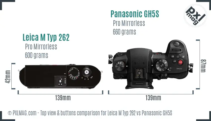 Leica M Typ 262 vs Panasonic GH5S top view buttons comparison