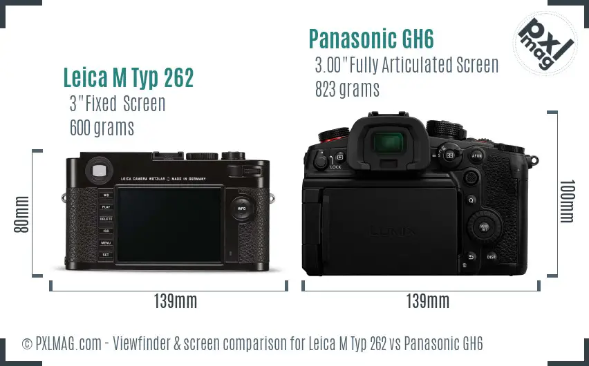 Leica M Typ 262 vs Panasonic GH6 Screen and Viewfinder comparison