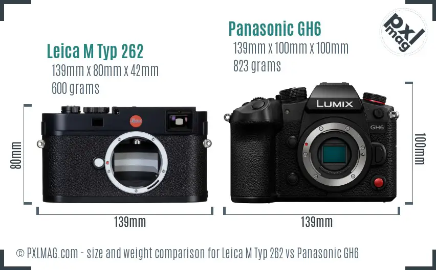 Leica M Typ 262 vs Panasonic GH6 size comparison