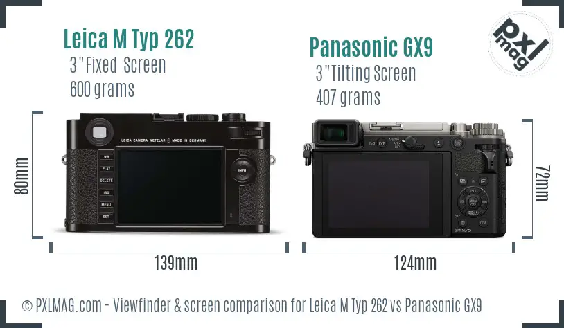 Leica M Typ 262 vs Panasonic GX9 Screen and Viewfinder comparison