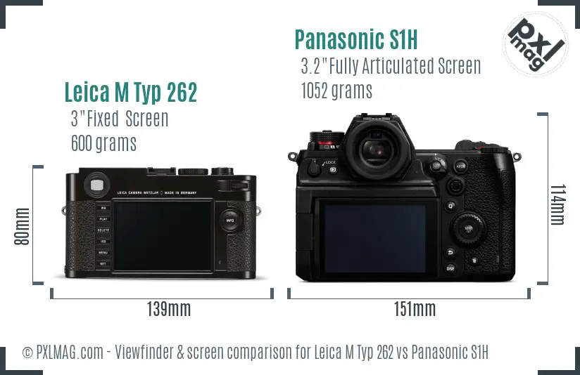 Leica M Typ 262 vs Panasonic S1H Screen and Viewfinder comparison