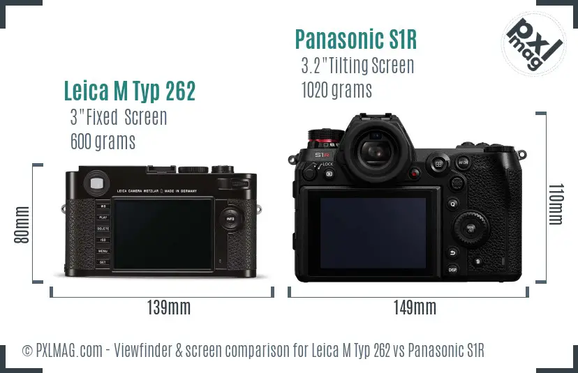 Leica M Typ 262 vs Panasonic S1R Screen and Viewfinder comparison