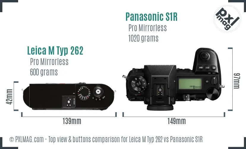 Leica M Typ 262 vs Panasonic S1R top view buttons comparison