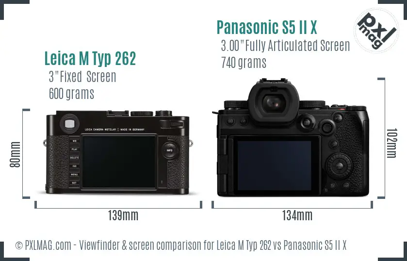 Leica M Typ 262 vs Panasonic S5 II X Screen and Viewfinder comparison