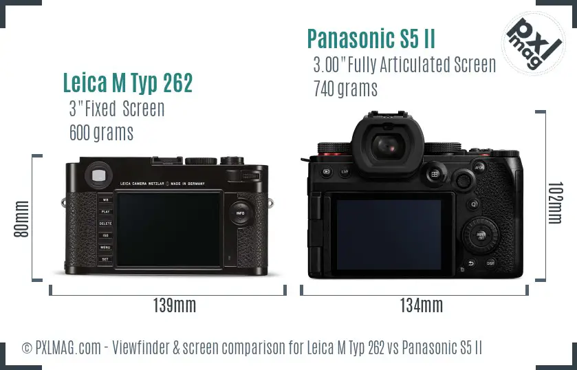 Leica M Typ 262 vs Panasonic S5 II Screen and Viewfinder comparison
