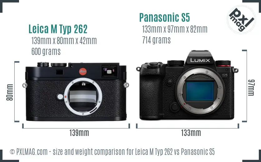 Leica M Typ 262 vs Panasonic S5 size comparison