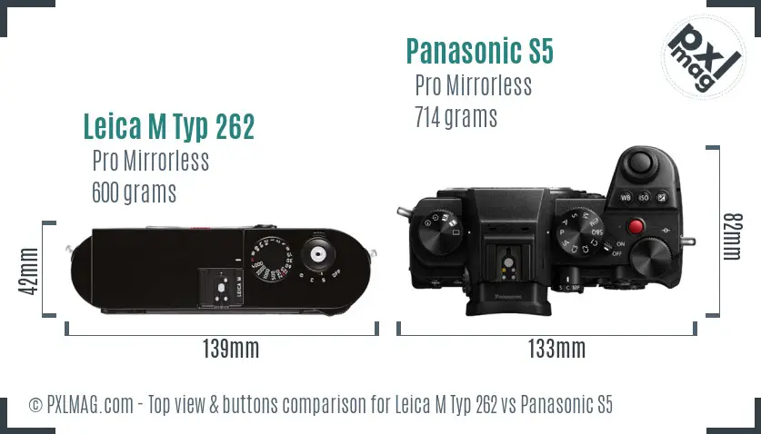 Leica M Typ 262 vs Panasonic S5 top view buttons comparison