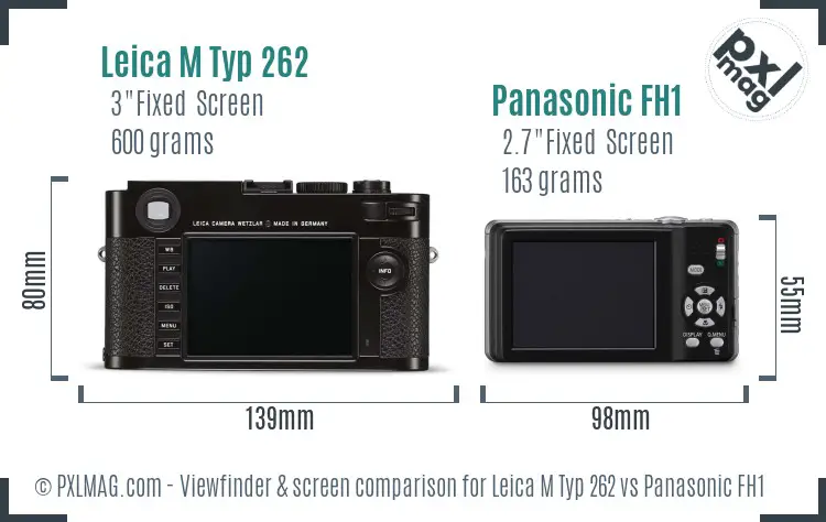 Leica M Typ 262 vs Panasonic FH1 Screen and Viewfinder comparison