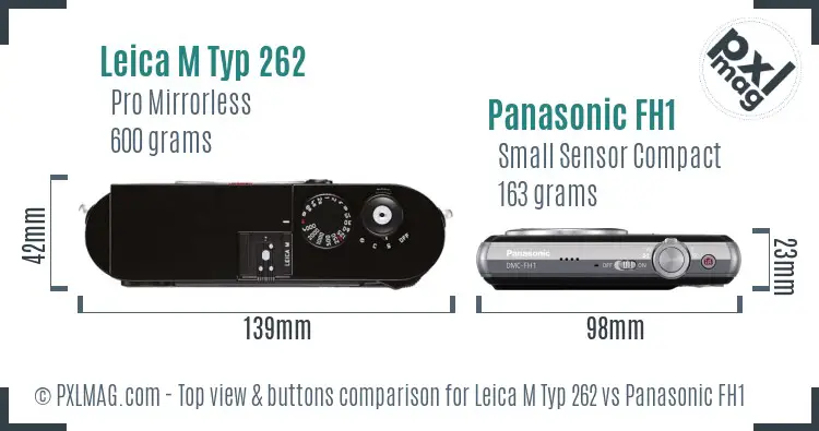 Leica M Typ 262 vs Panasonic FH1 top view buttons comparison