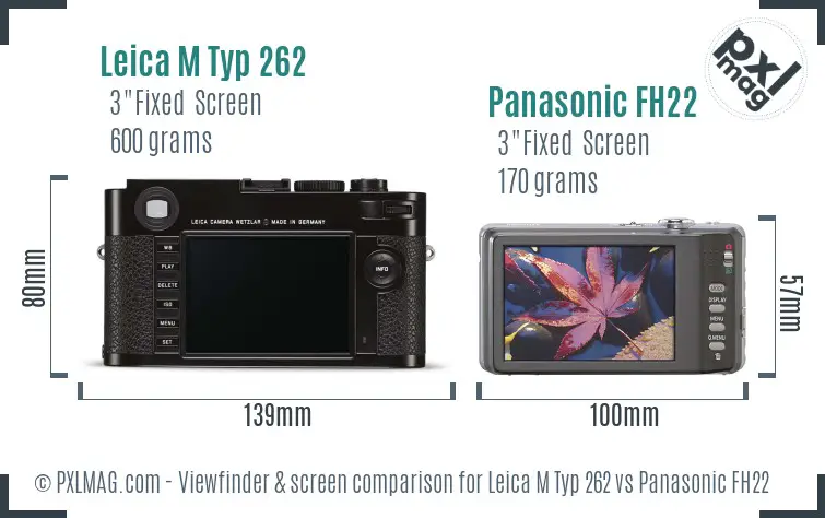 Leica M Typ 262 vs Panasonic FH22 Screen and Viewfinder comparison