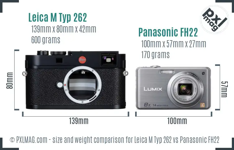 Leica M Typ 262 vs Panasonic FH22 size comparison