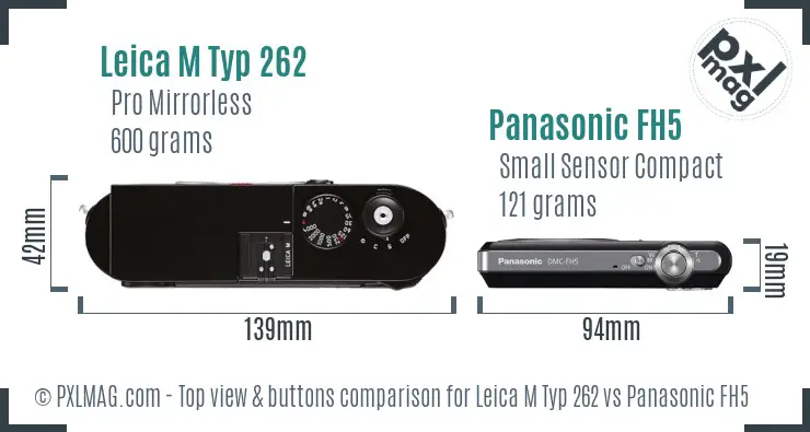 Leica M Typ 262 vs Panasonic FH5 top view buttons comparison