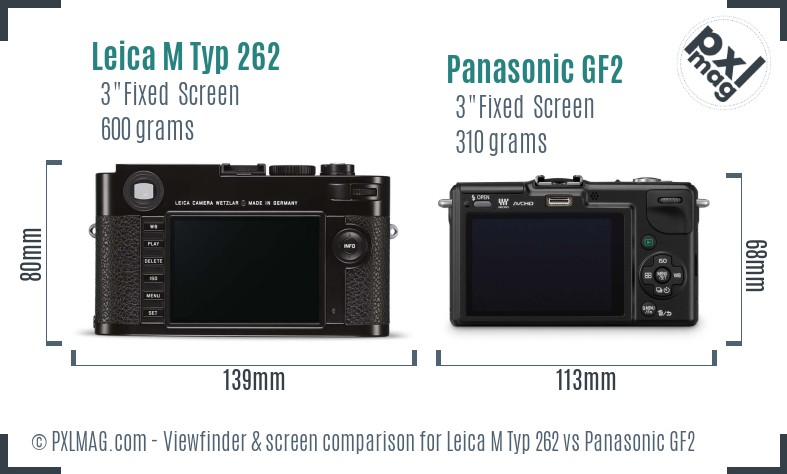 Leica M Typ 262 vs Panasonic GF2 Screen and Viewfinder comparison