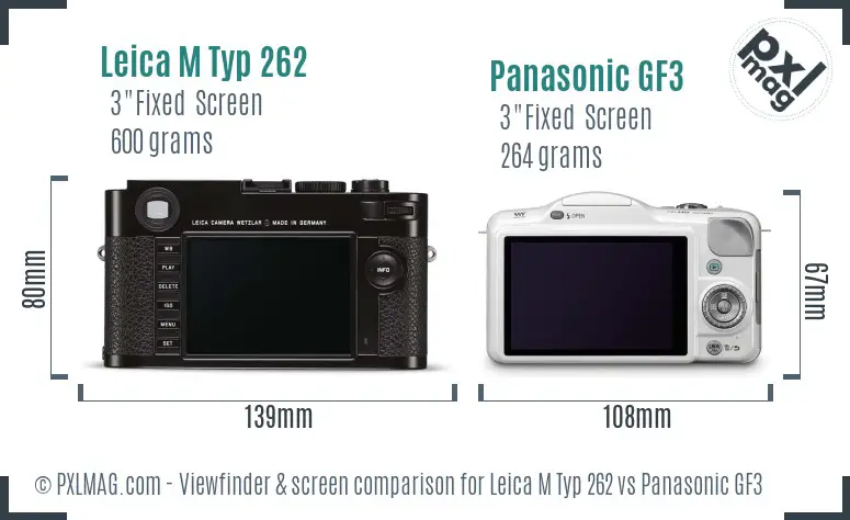 Leica M Typ 262 vs Panasonic GF3 Screen and Viewfinder comparison